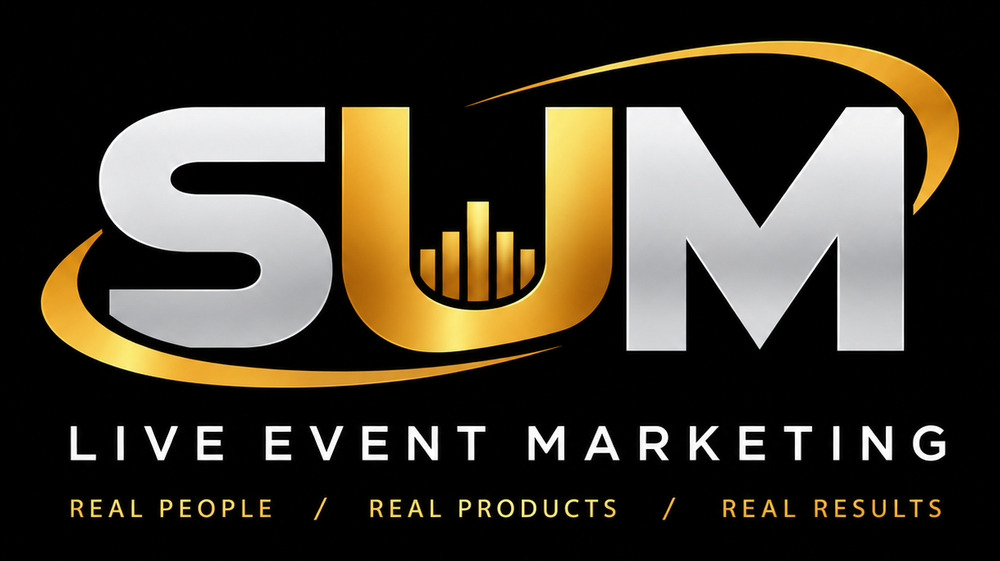 SUM Live Event Marketing logo: Real People, Real Products, Real Results